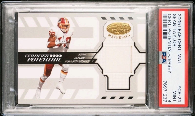 2005 Leaf Certified Materials SEAN TAYLOR Game Worn Patch /150 PSA 9 Mint 