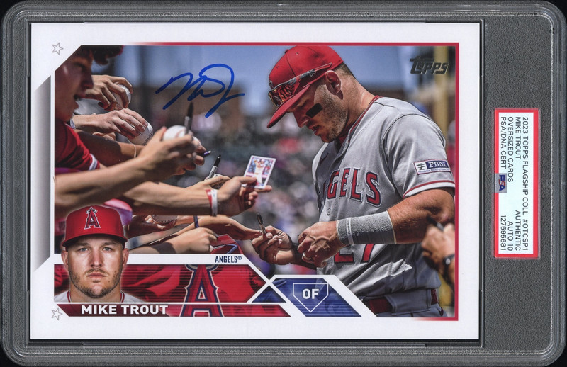Mike Trout Angels 2023 Topps Flagship Collection SP Oversized Auto *PSA 10 AUTO*