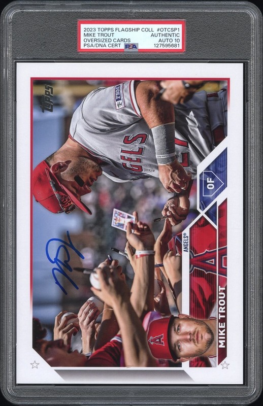 Mike Trout Angels 2023 Topps Flagship Collection SP Oversized Auto *PSA 10 AUTO* view 2