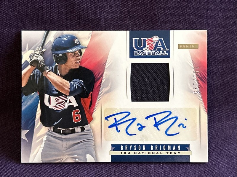 2013 Panini USA Baseball Game Used Jersey Auto Bryson Brigman 101/125
