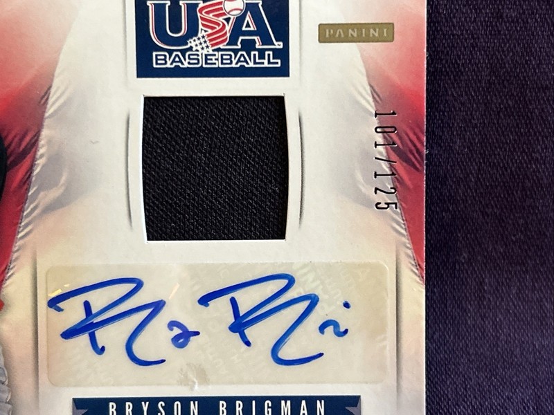 2013 Panini USA Baseball Game Used Jersey Auto Bryson Brigman 101/125 view 2
