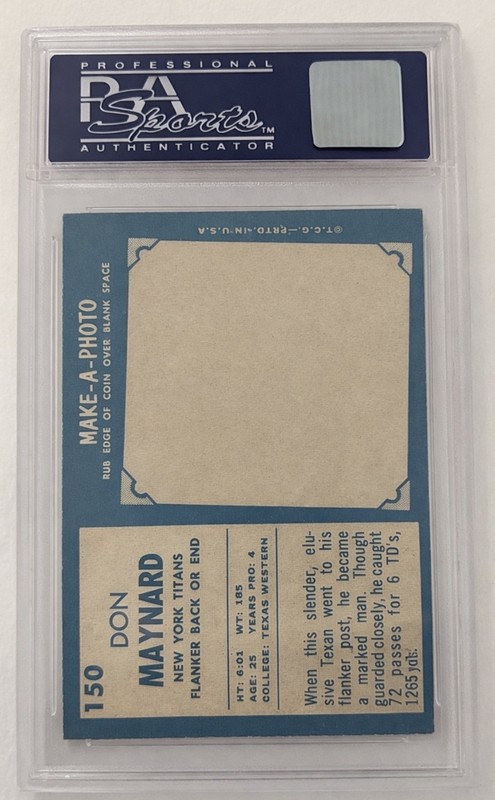 1961 Topps Football #150 Don Maynard PSA 9 view 2