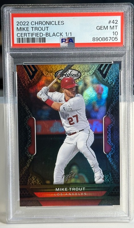 2022 Panini Chronicles Certified Mike Trout #42 Black 1/1 - PSA 10! 1/1 Stamped!