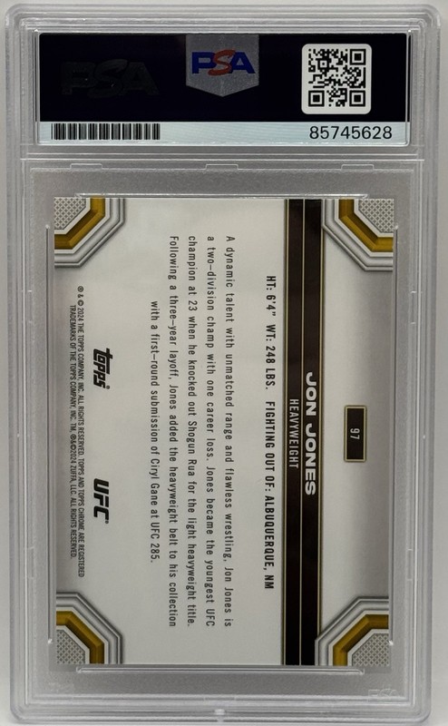 Jon Bones Jones Signed 2024 Topps Chrome UFC Card PSA/DNA Slabbed view 2