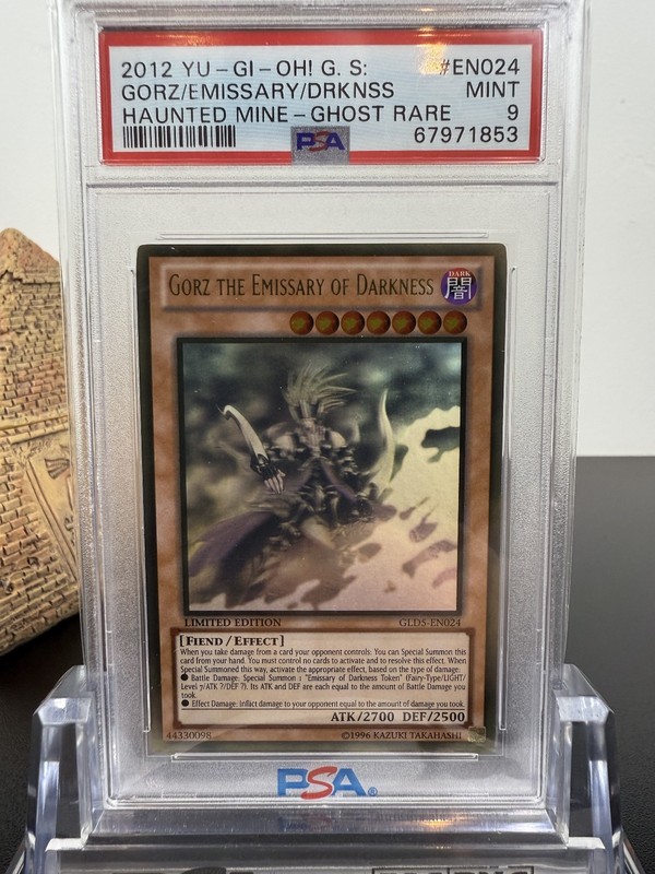 PSA 9 Gorz The Emissary of Darkness GLD5-EN024 Haunted Mine Ghost Rare view 2