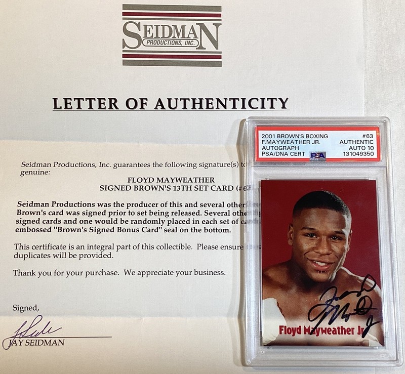 FLOYD MAYWEATHER JR 2001 BROWNS BOXING BONUS CARD SIGNED AUTOGRAPH PSA AUTO 10