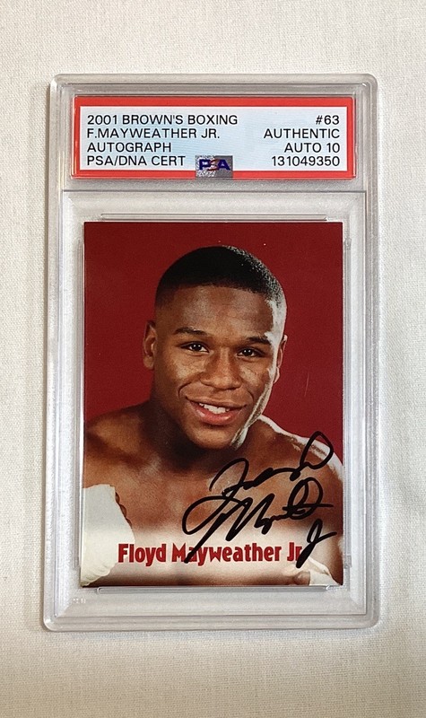 FLOYD MAYWEATHER JR 2001 BROWNS BOXING BONUS CARD SIGNED AUTOGRAPH PSA AUTO 10 view 2