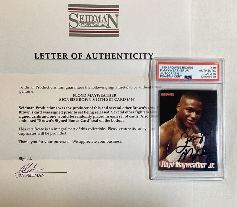 FLOYD MAYWEATHER JR 1999 BROWNS BOXING BONUS CARD SIGNED AUTOGRAPH PSA AUTO 10
