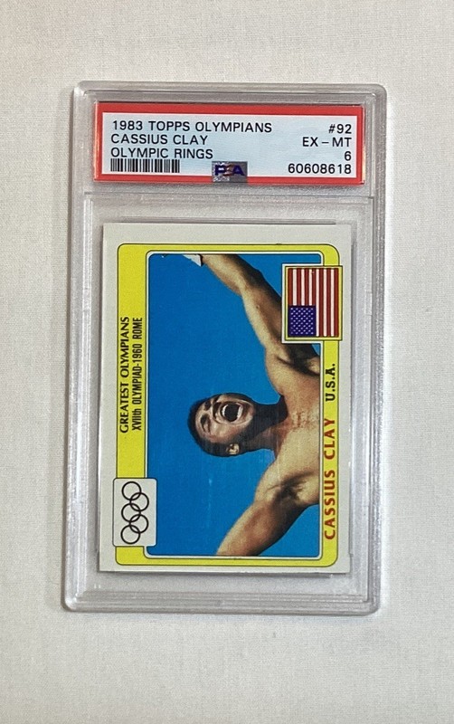 CASSIUS CLAY MUHAMMAD ALI 1983 TOPPS OLYMPIANS RARE OLYMPIC RINGS CARD #92 PSA 6