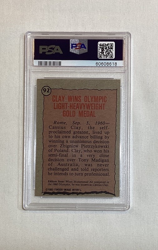 CASSIUS CLAY MUHAMMAD ALI 1983 TOPPS OLYMPIANS RARE OLYMPIC RINGS CARD #92 PSA 6 view 2