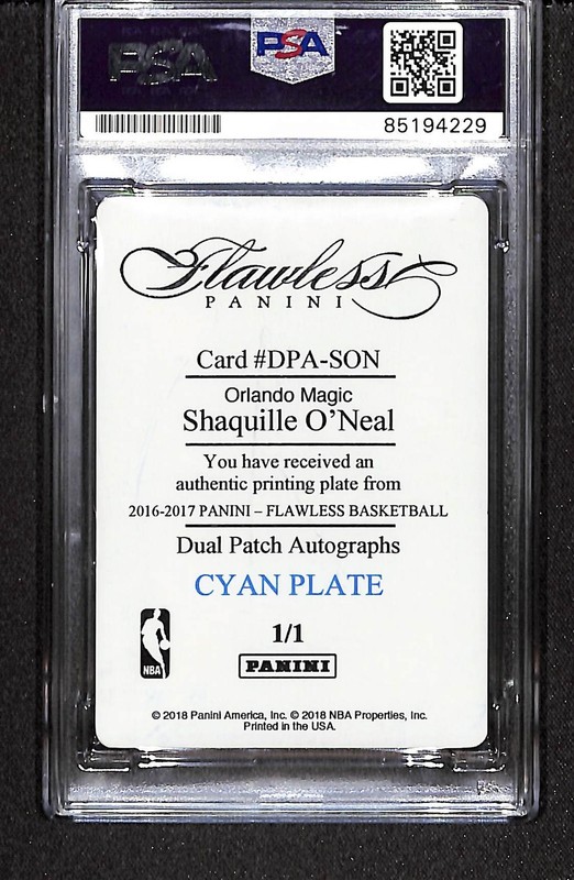 Shaquille O'Neal 2016 Flawless Printing Plate Auto /1 #DPA-SON PSA Authentic view 2