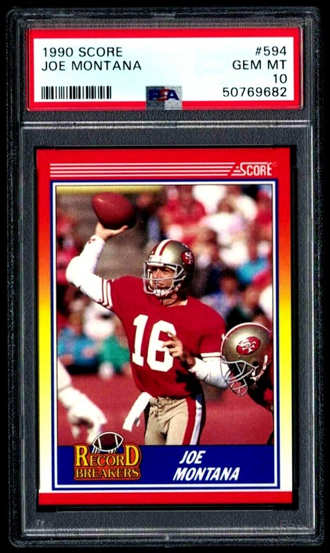 1990 SCORE RECORD BREAKER #594 JOE MONTANA HOF 49ERS PSA 10 GEM MINT #50769682