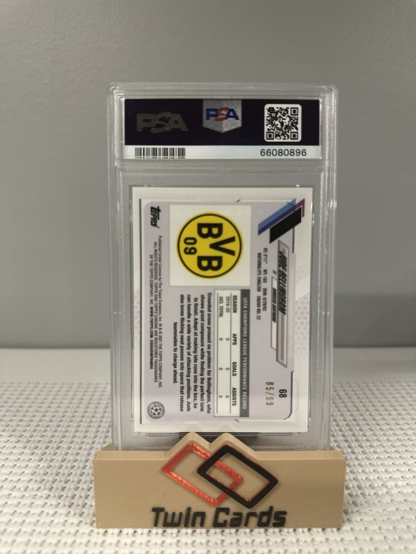 2020 Chrome UCL Neon Future II #/99 Jude Bellingham #68 RC PSA 9 Real Madrid view 2