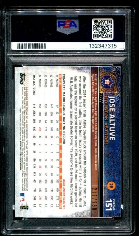 2015 Topps Chrome Purple Refractor #151 Jose Altuve /250 PSA 9 Mint view 2