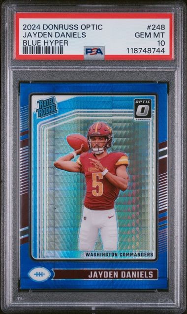 2024 Donruss Optic Jayden Daniels Blue Hyper! Rated Rookie Card 248 PSA 10 NFL
