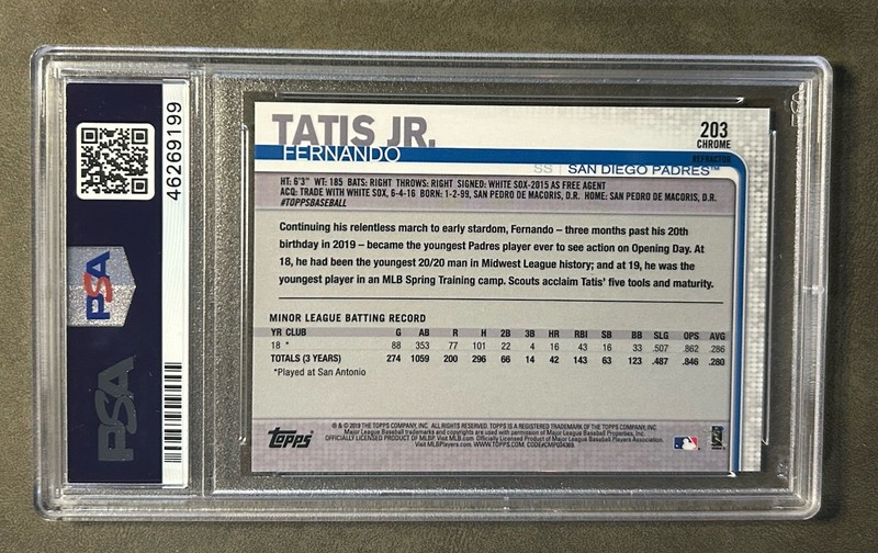 2019 Topps Chrome Fernando Tatis Jr Refractor RC PSA 9 🔥🔥🔥 view 2
