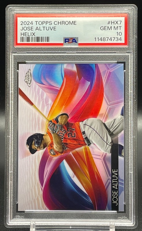 Jose Altuve 2024 Topps Chrome Helix #HX-7 Case Hit PSA 10 Astros view 2