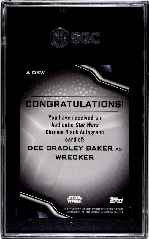 2022 Topps Chrome Black Star Wars Dee Bradley Baker Wrecker SGC 10 w/10 Auto view 2