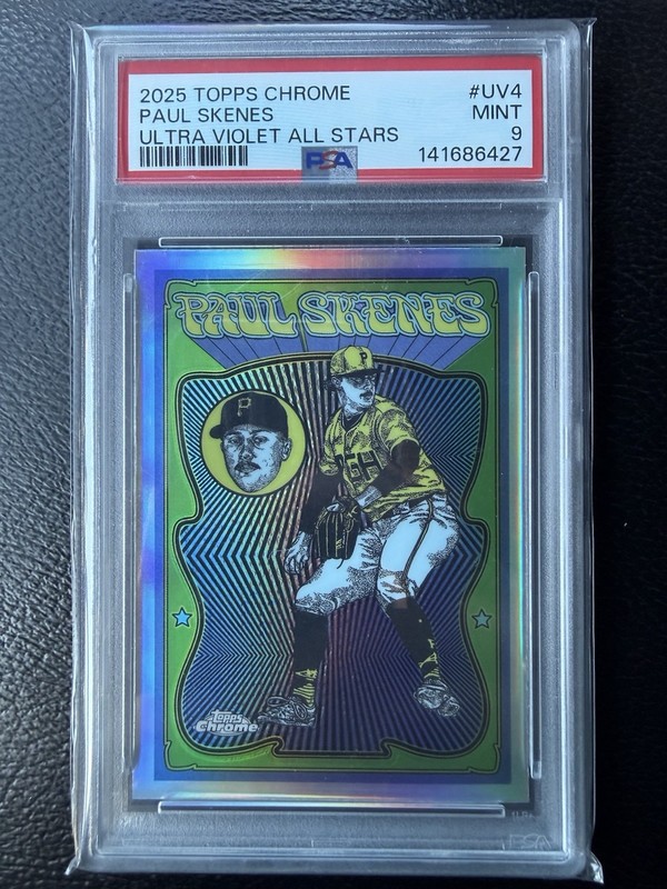 Paul Skenes 2025 Topps Chrome #UV-4 Ultraviolet All-Stars SP PSA 9