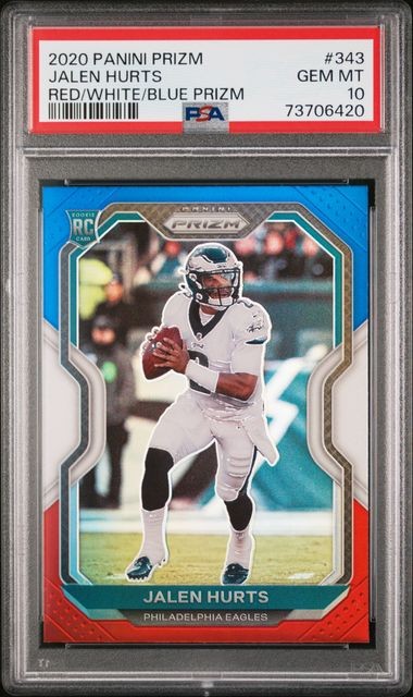 2020 Panini Prizm RC #343 Jalen Hurts Red White Blue PSA 10 NFL Rookie Card MINT