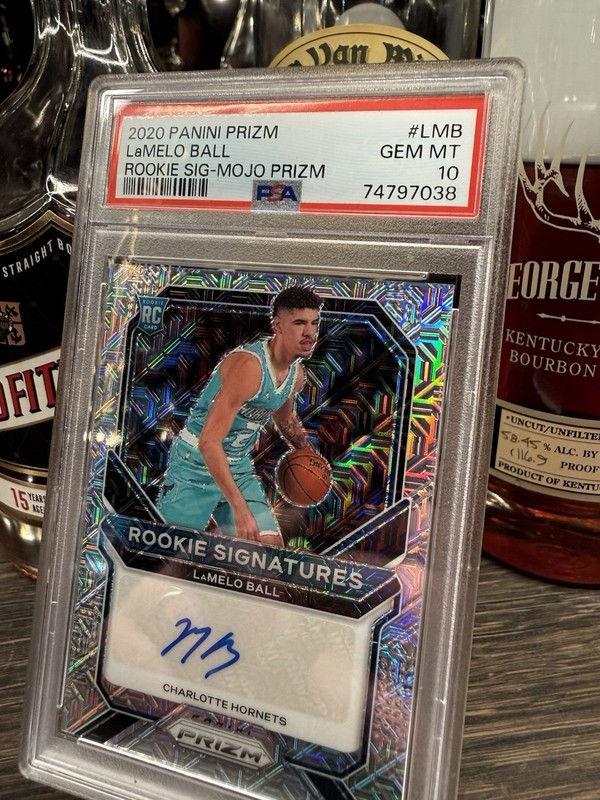 2020 Panini Prizm LaMelo Ball Rookie Signatures Mojo Prizm /25 Auto PSA 10 POP 5 view 2