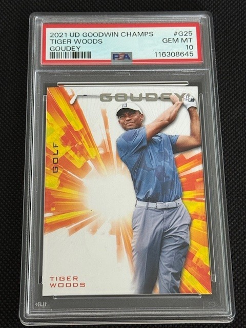 2021 Upper Deck Goodwin Champions Tiger Woods Goudey #G25 PSA 10