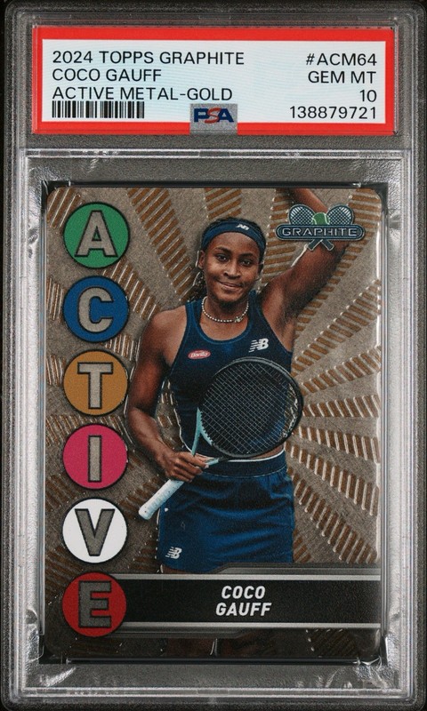 Coco Gauff 2024 Topps Graphite Tennis Active Metal Gold /25 PSA 10 GEM MT #ACM64