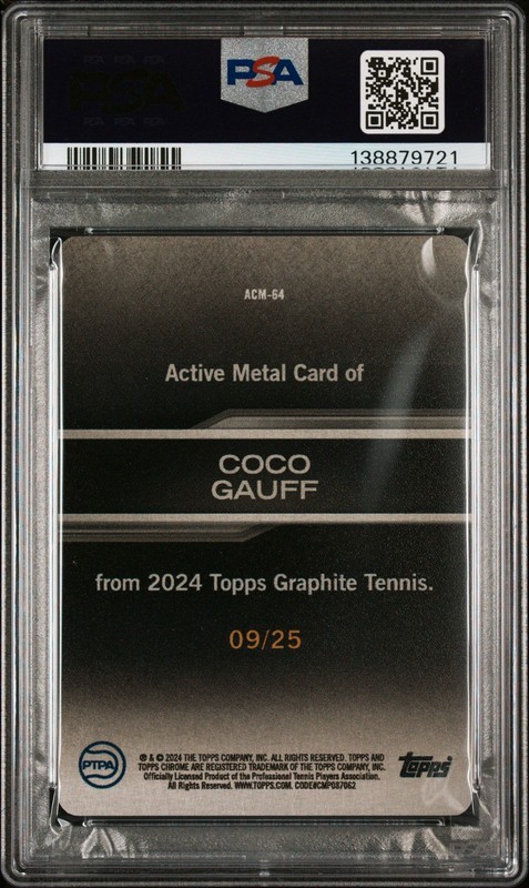 Coco Gauff 2024 Topps Graphite Tennis Active Metal Gold /25 PSA 10 GEM MT #ACM64 view 2
