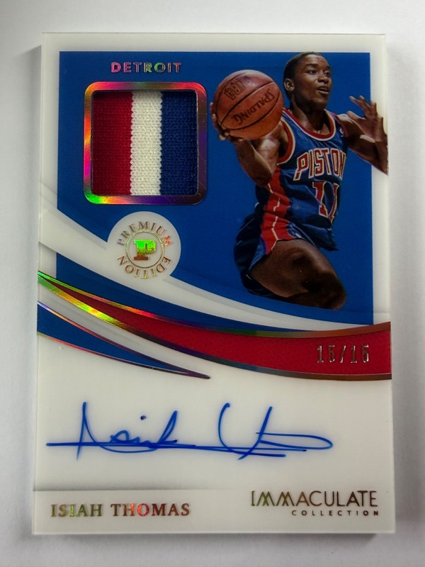 2020-21 Panini Immaculate Isiah Thomas /15 #PA-IST Patch Jersey Auto