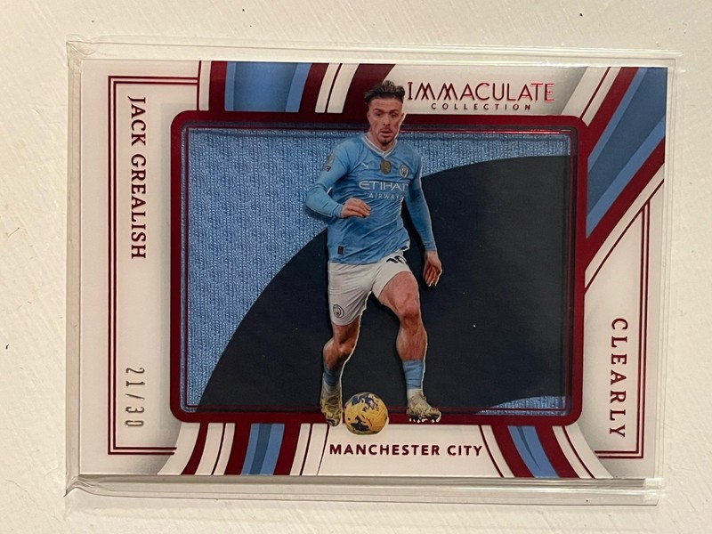 Jack Grealish 2023 Panini Immaculate Soccer Clearly Game Match Worn Patch 21/30