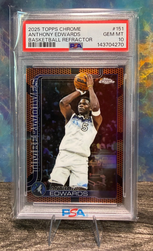 2025 TOPPS CHROME | BASKETBALL REFRACTOR #151 ANTHONY EDWARDS 🔥 PSA 10