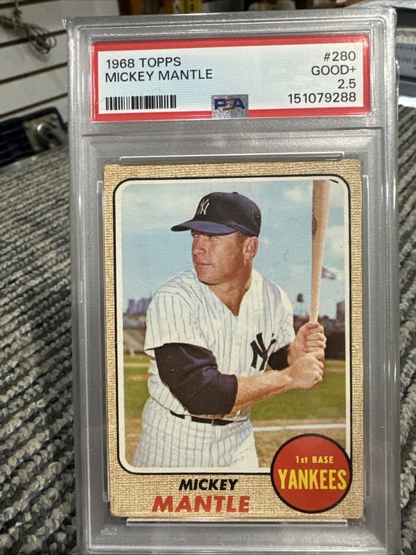 1968 Topps  #280 Mickey Mantle PSA 2.5 GOOD+