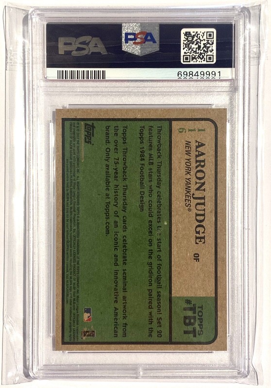 2017 TOPPS AARON JUDGE ROOKIE CARD PSA 9 BASEBALL THROWBACK THURSDAY MINT GRADE view 2