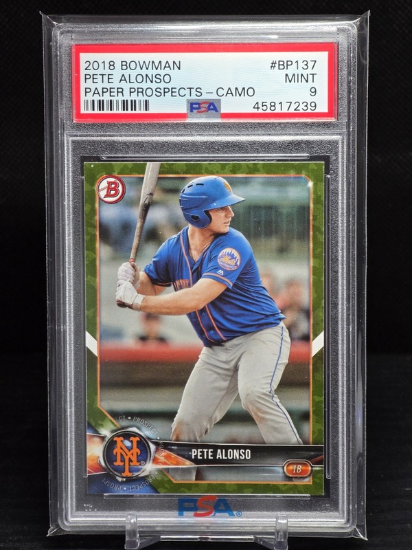 Pete Alonso 2018 Bowman Prospects Camo #BP137 Graded PSA 9 MINT