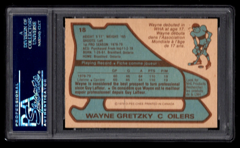 WAYNE GRETZKY 1979 O-PEE-CHEE HOCKEY ROOKIE CARD #18 PSA 7.5 NEAR MINT+ OILERS view 2