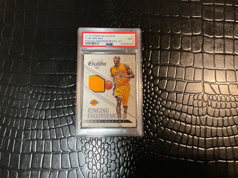 2014 PANINI EXCALIBUR KOBE BRYANT GAME WORN PATCH PSA 9