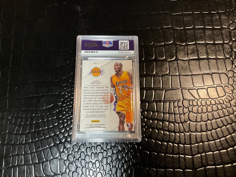 2014 PANINI EXCALIBUR KOBE BRYANT GAME WORN PATCH PSA 9 view 2