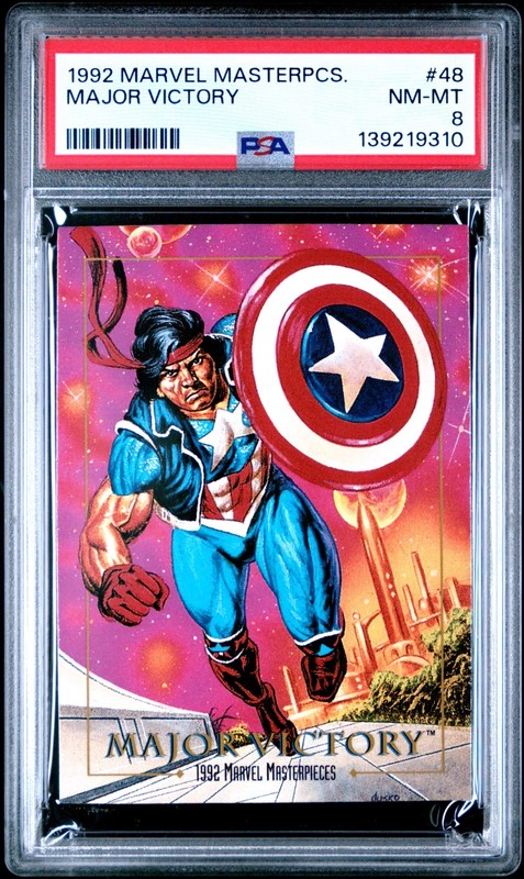 1992 Marvel Masterpieces #48 MAJOR VICTORY PSA 8 Nm-Mt Graded MCU Card New Case
