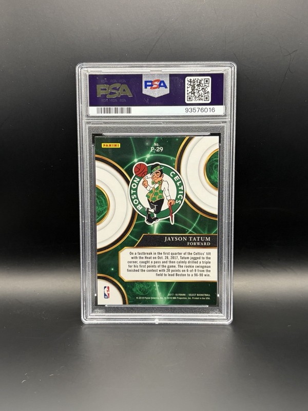 Jayson Tatum 2017-18 Select Phenomenon Insert Rookie RC PSA 10 GEM Celtics view 2