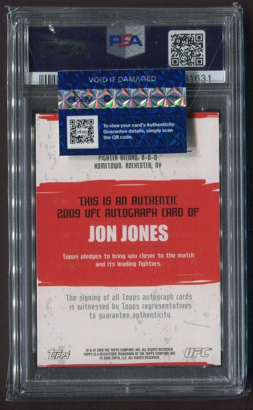 2009 TOPPS UFC JON BONES JONES RC #FA-JJ PSA 10 W/ 10 AUTO G.O.A.T. *POP 4 ONLY* view 2