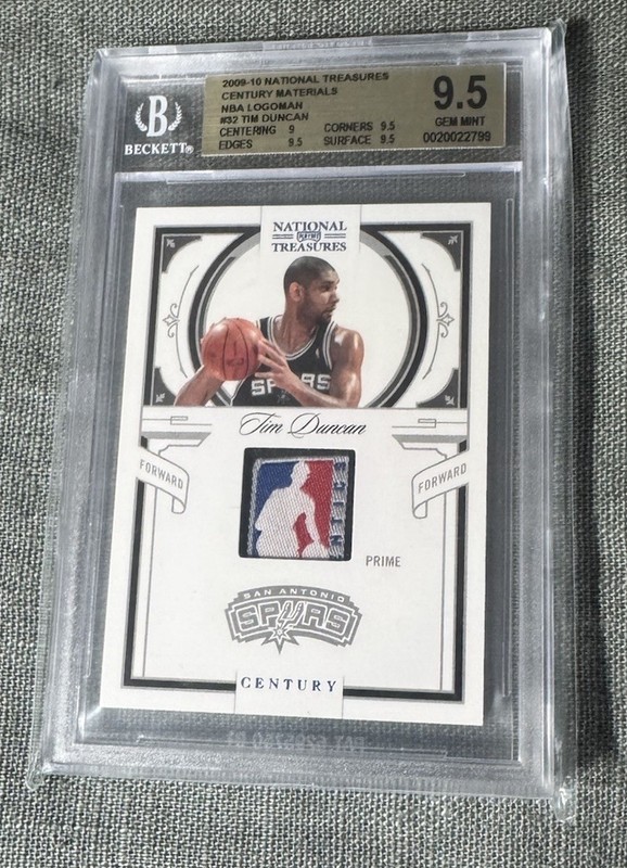 2009-10 National Treasures Tim Duncan Century Laundry Tag Logoman #1/1! BGS 9.5!