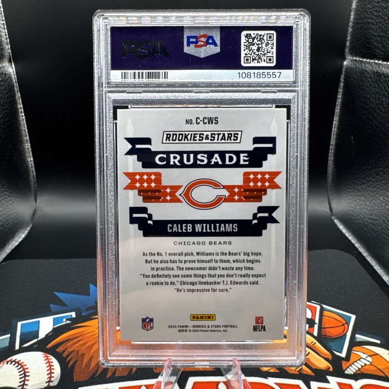 2024 Panini Rookies & Stars - Crusade Caleb Williams #C-CWS Silver (RC) PSA 9 view 2