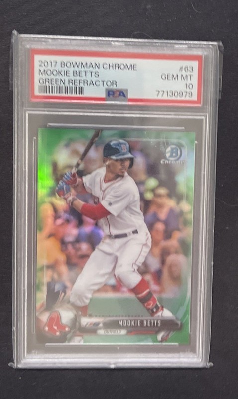 2017 Bowman Chrome Mookie Betts #63 Green Refractor /99 PSA 10 Gem Mint