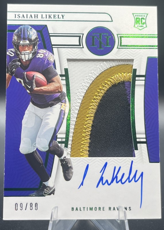 2022 National Treasures Isaiah Likely Rookie Auto /80 #204 🐦‍⬛RPA 4 Color Patch