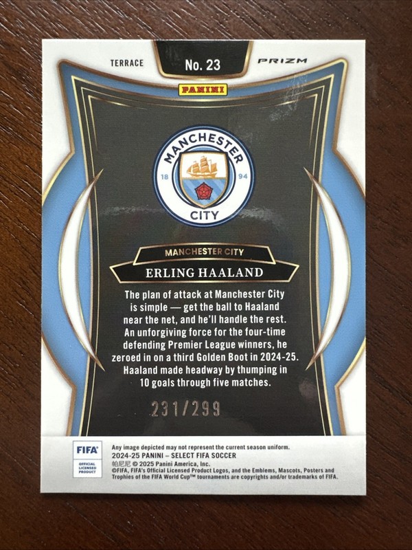 Erling Haaland #23 Pink Mojo Prizm /299 2024-25 Panini Select Fifa - Terrace  view 2