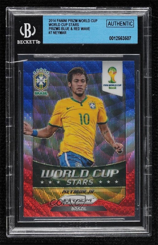2014 Panini Prizm World Cup Stars Blue & Red Wave Neymar Jr #7 BGS Authentic e8i