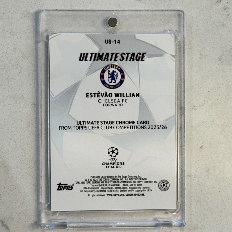 2025-26 Topps Chrome UEFA Estevao Willian Ultimate Stage Blue Prizm /150 RC view 2