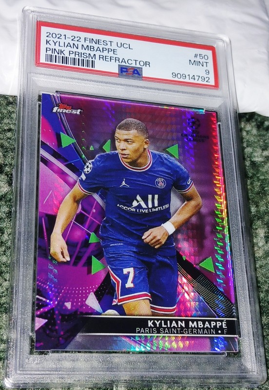 2021-22 Finest UCL PINK PRISM REFRACTOR #50 KYLIAN MBAPPE #d /125 PSA 9 MINT