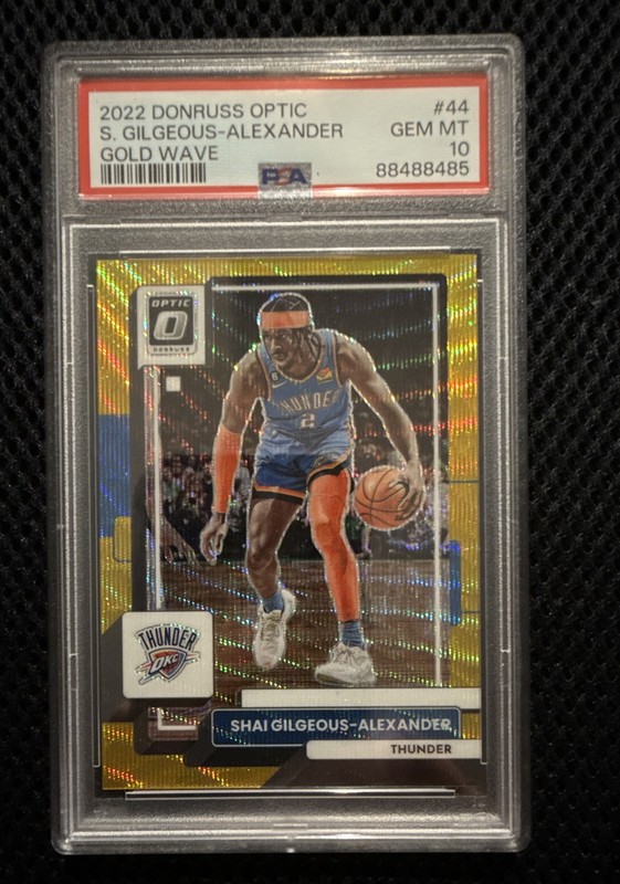2022 Donruss Optic Shai Gilgeous- Alexander Gold Wave 10/10 bookend PSA 10 