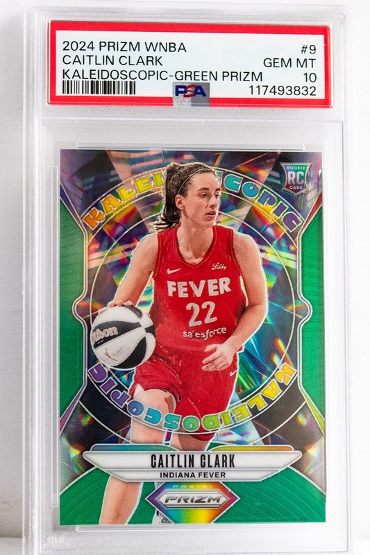 2024  PRIZM WNBA KALEIDOSCOPIC GREEN PRIZM  CAITLIN CLARK ROOKIE-- PSA 10